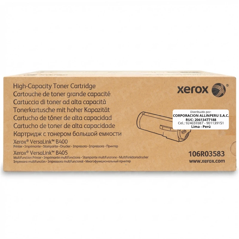 Toner-Xerox-106R03583-Negro-Original-—-Vista-Frontal Tóner original Xerox 106R03583 negro para VersaLink B400 y B405 — vista frontal