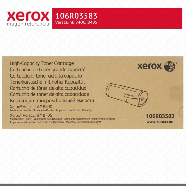 Cartucho tóner Xerox 106R03583 negro con etiqueta de rendimiento 13900 páginas