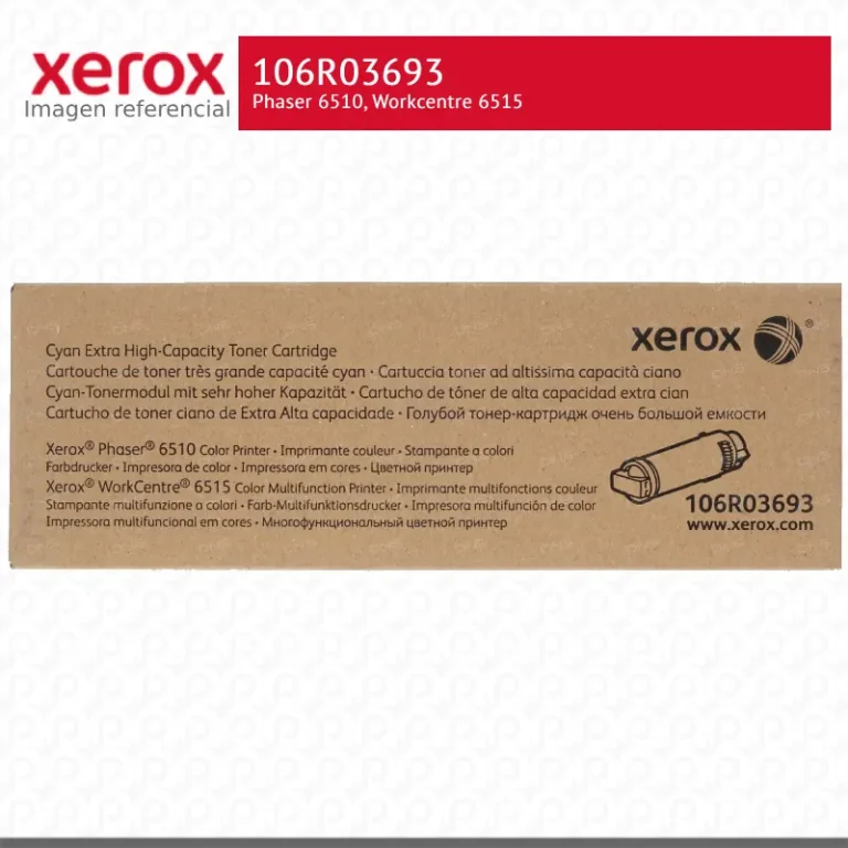 Toner Xerox 106R03693 Cian 4.3K Phaser 6510, Workcentre 6515 Surge Extra Alta capacidad