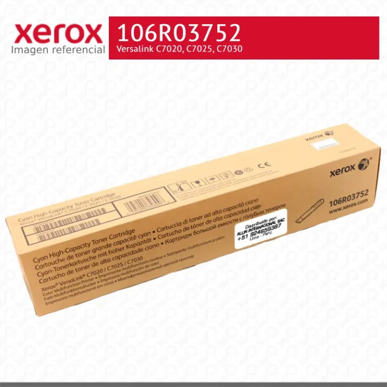 Tóner Xerox 106R03752 Cyan empaque con etiqueta de seguridad