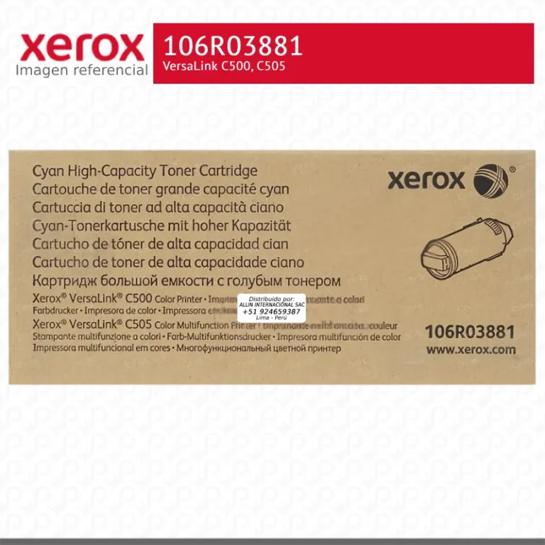 Toner Xerox 106R03881 Cian 5K VersaLink C500, C505 Alta Capacidad