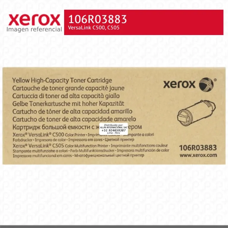Toner Xerox 106R03883 Amarillo 5K VersaLink C500, C505 Alta Capacidad
