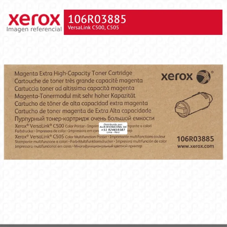Toner Xerox 106R03885 Magenta 9K VersaLink C500, C505 Extra Alta Capacidad