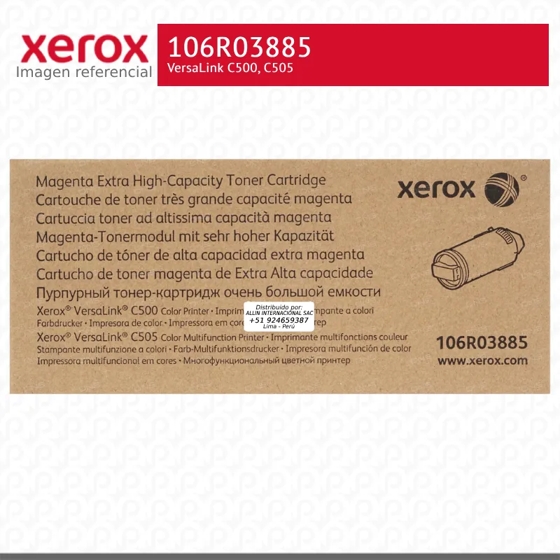 Toner Xerox 106R03885 Magenta 9K VersaLink C500, C505 Extra Alta Capacidad