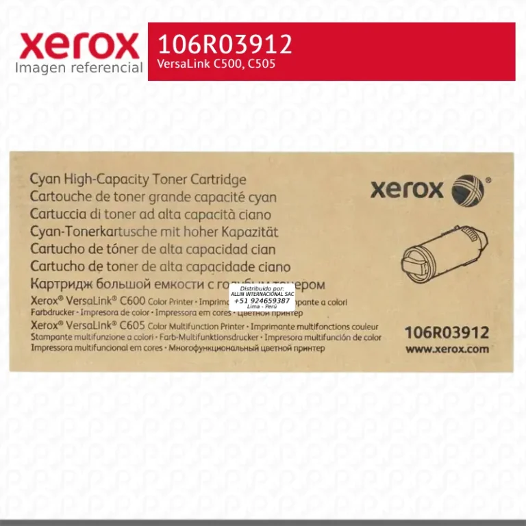 Toner Xerox 106R03912 Cian 10.1K VersaLink C600, C605 Alta Capacidad
