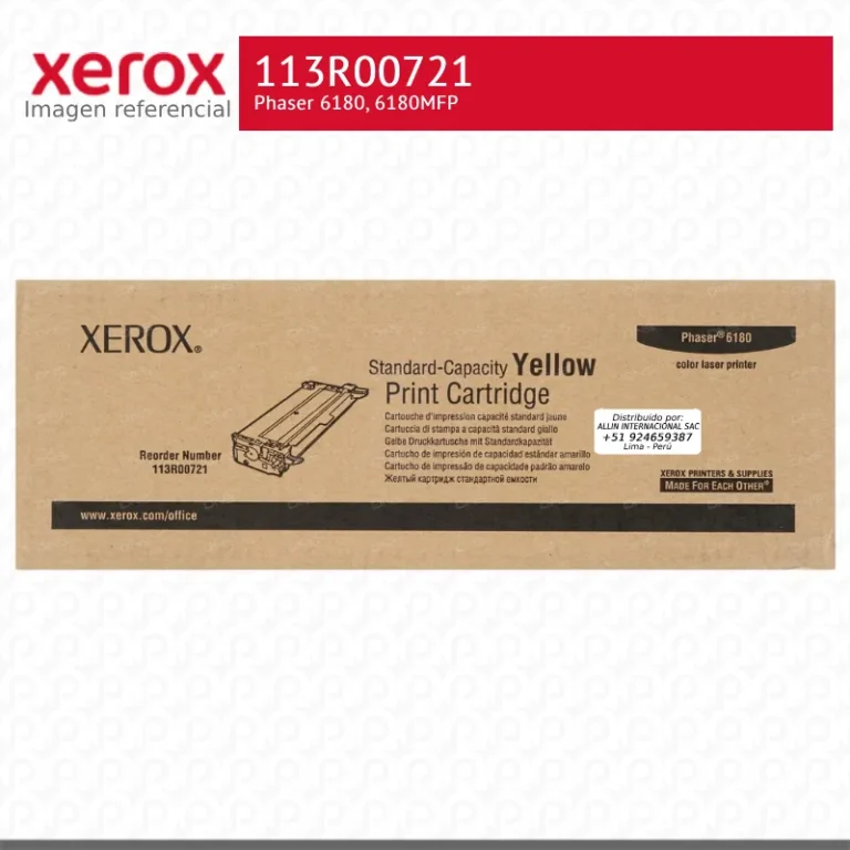 Toner Xerox 113R00721 Amarillo 2K Phaser 6180 Capacidad Estandar