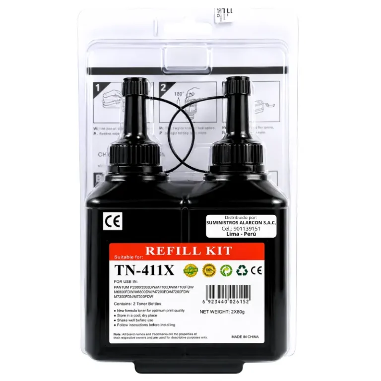 Kit recarga toner Pantum TN-411X negro con chip, 6000 páginas
