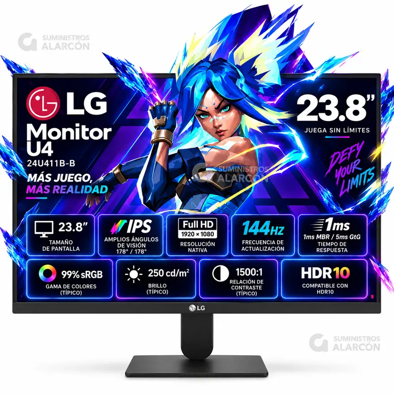 Monitor LG 24U411B-B 144Hz HDR10 LG 24U411B-B 23.8 pulgadas 144Hz HDR10