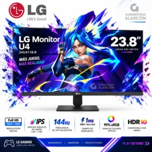 monitor LG 24U411B-B diseño ultradelgado sin bordes