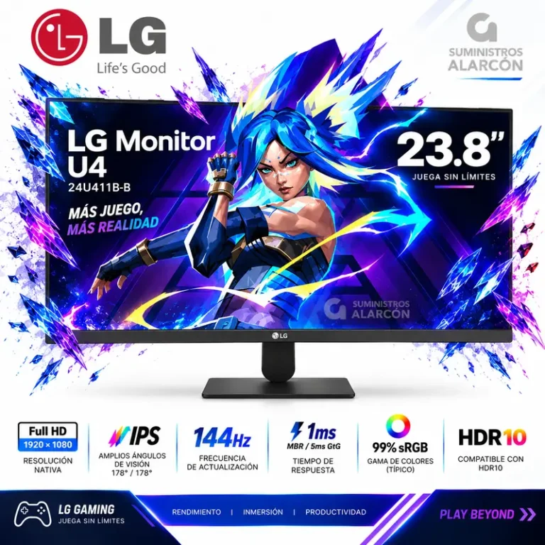 monitor LG 24U411B-B diseño ultradelgado sin bordes