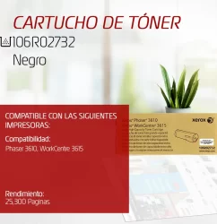CARTUCHO DE TONER XEROX 106R02732 NEGRO 25.300 PAGINAS