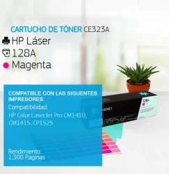 Cartucho de Tóner HP 128A Magenta CE323A 1,300 Páginas