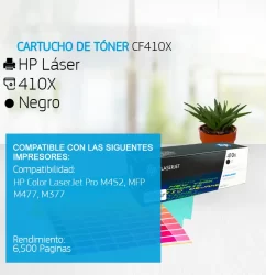 Cartucho de Tóner HP 410X Negro CF410X 6,500 Páginas