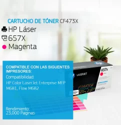 Cartucho de Tóner HP 657X Magenta CF473X 23,000 Paginas